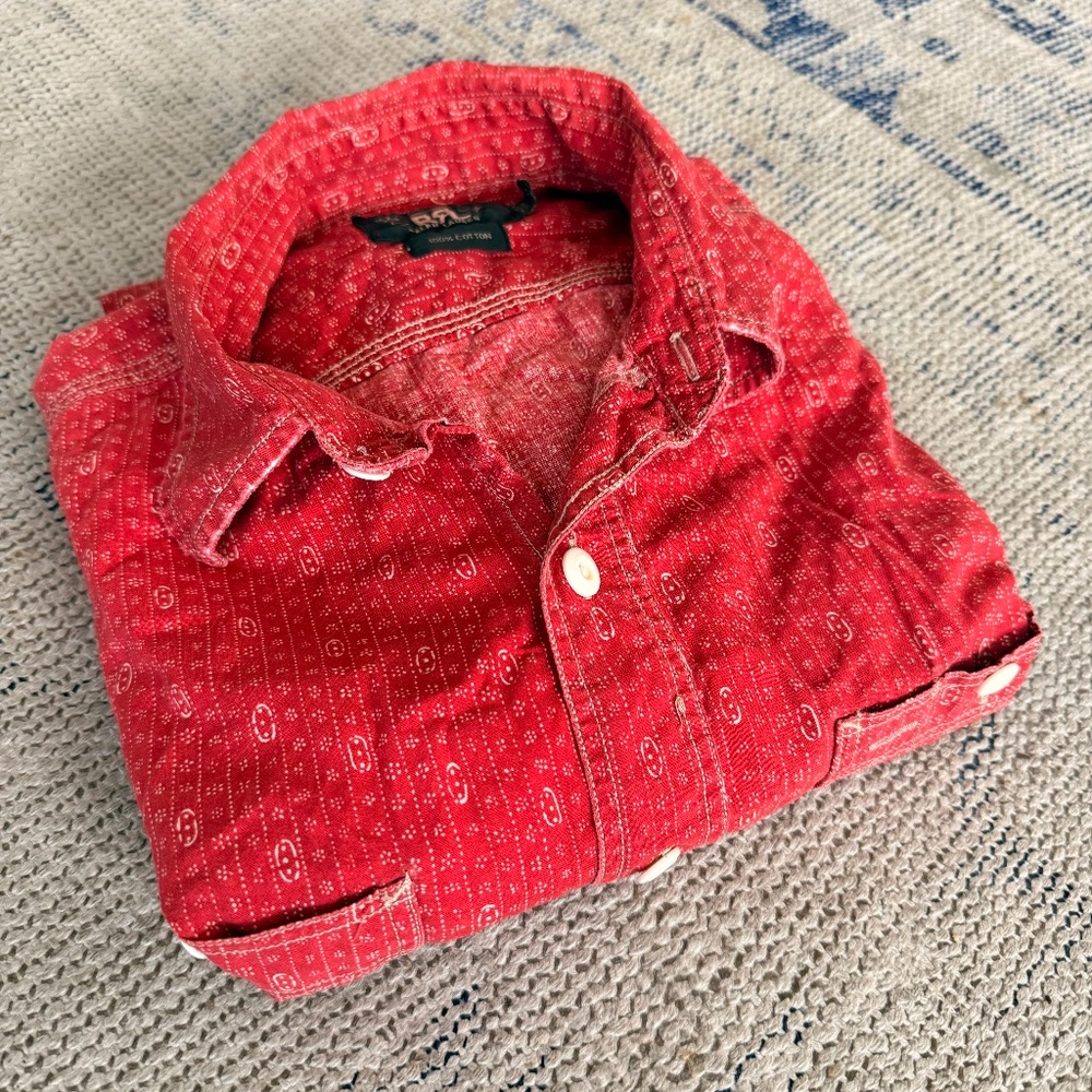 Ralph Lauren RRL Red Kerchief Print Shirt Sz M